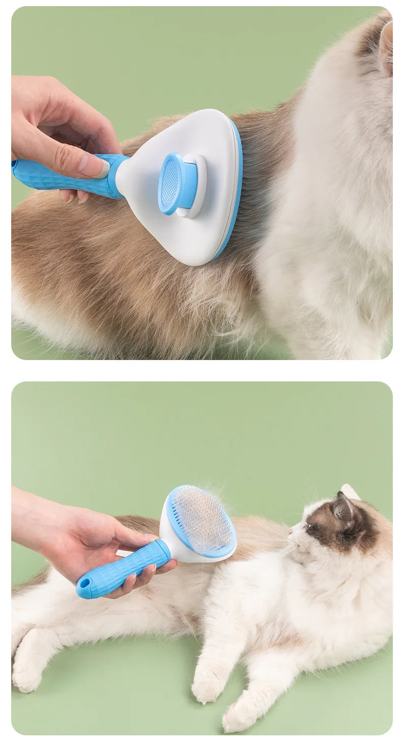 Pet Dog Massage Cute Paw Shape One Touch De-shedding Comb