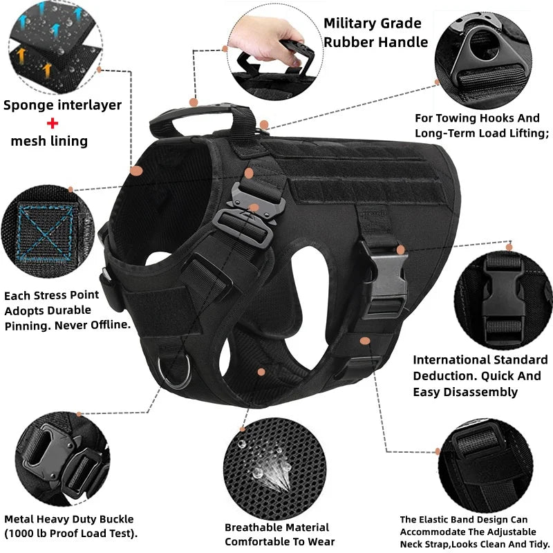 Retriever Tactical  Training Dog Harness and Leash Set