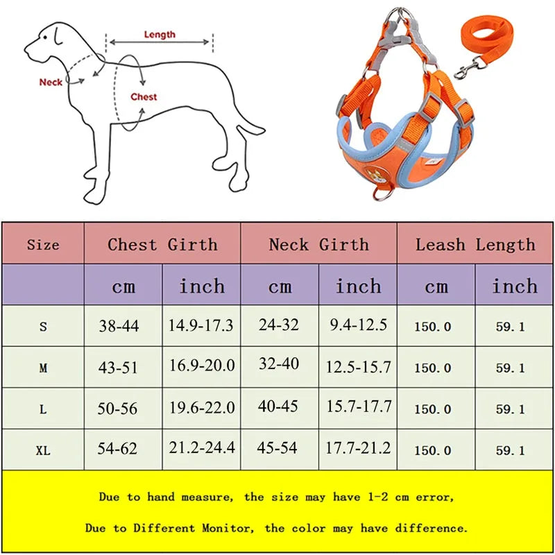 Pet Dog Harness and Leash Set Adjustable