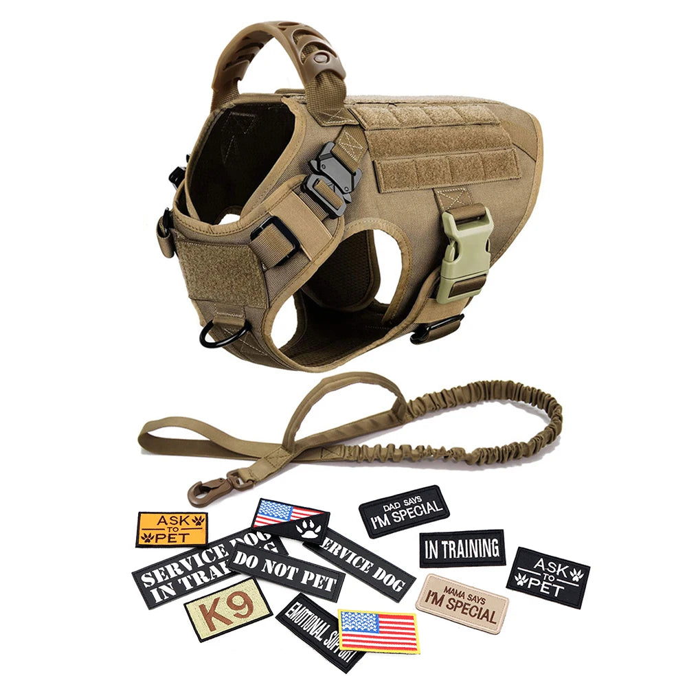 Military Large Pet Dog Harness Collar Leash Bag