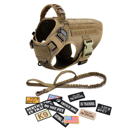 Military Large Pet Dog Harness Collar Leash Bag