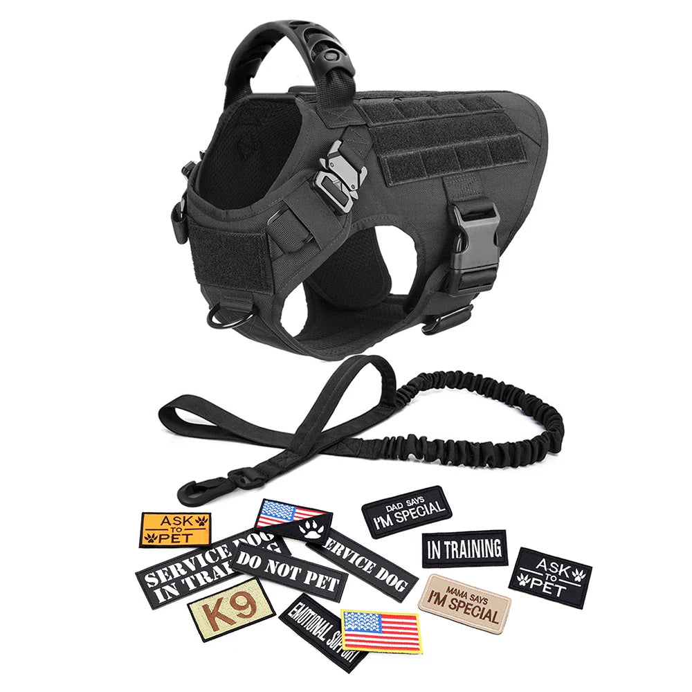 Military Large Pet Dog Harness Collar Leash Bag