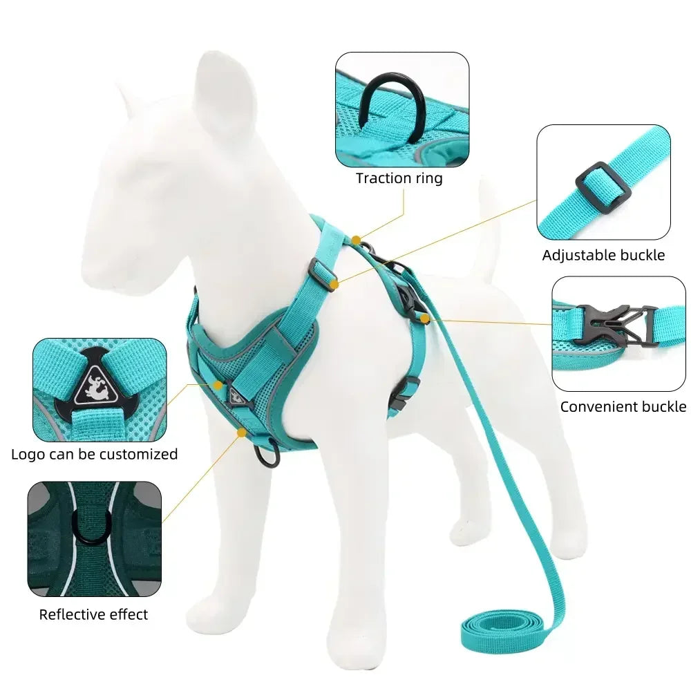 No Pull Adjustable Pet Dog Harness and Leash Set