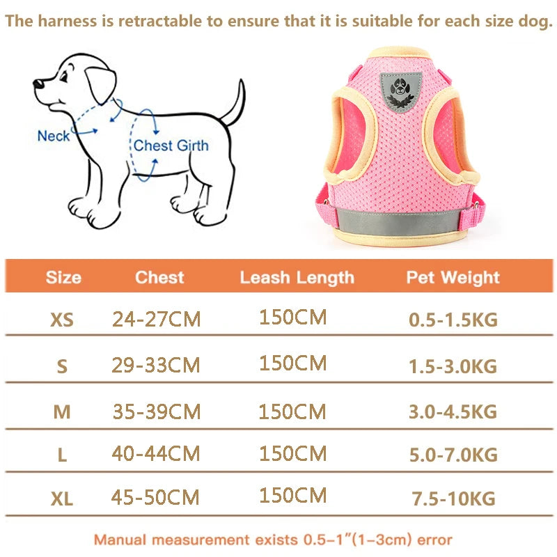 Puppy Harness and Leash Set Breathable