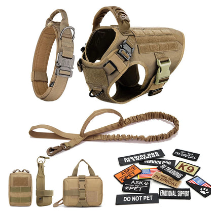 Military Large Pet Dog Harness Collar Leash Bag