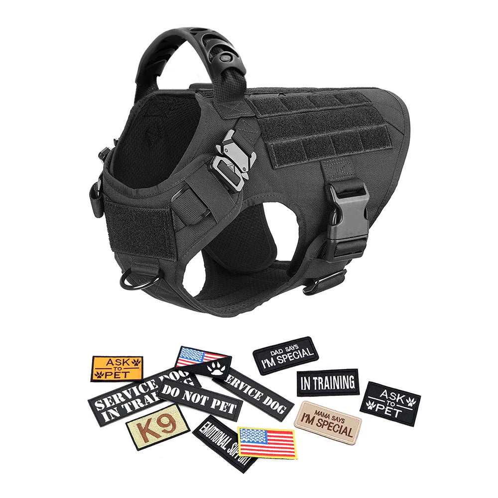 Military Large Pet Dog Harness Collar Leash Bag