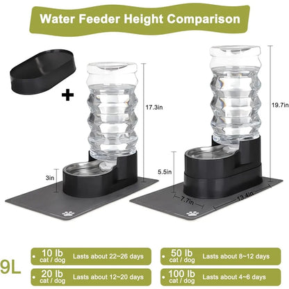 9L Raised Pet Dog Stainless Steel Water Feeder