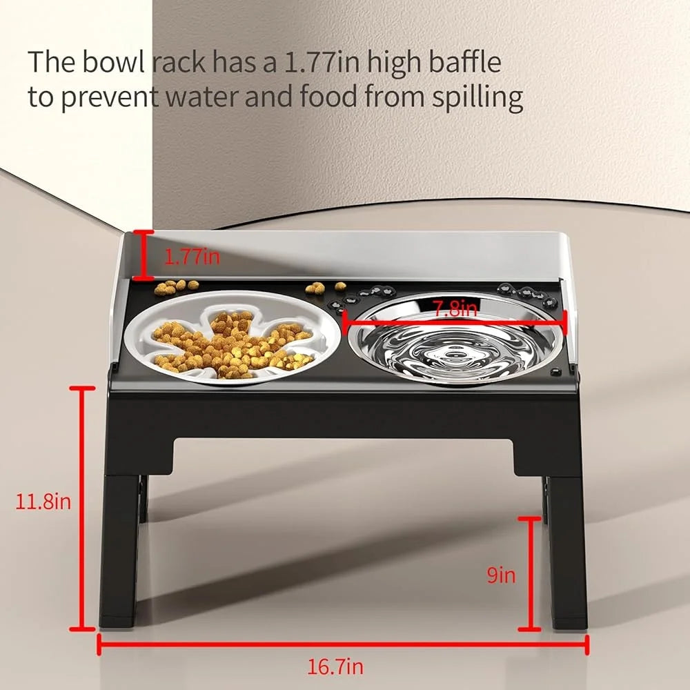 Adjustable Elevated Pet Dog Bowls Slow Feeder