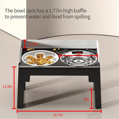 Adjustable Elevated Pet Dog Bowls Slow Feeder