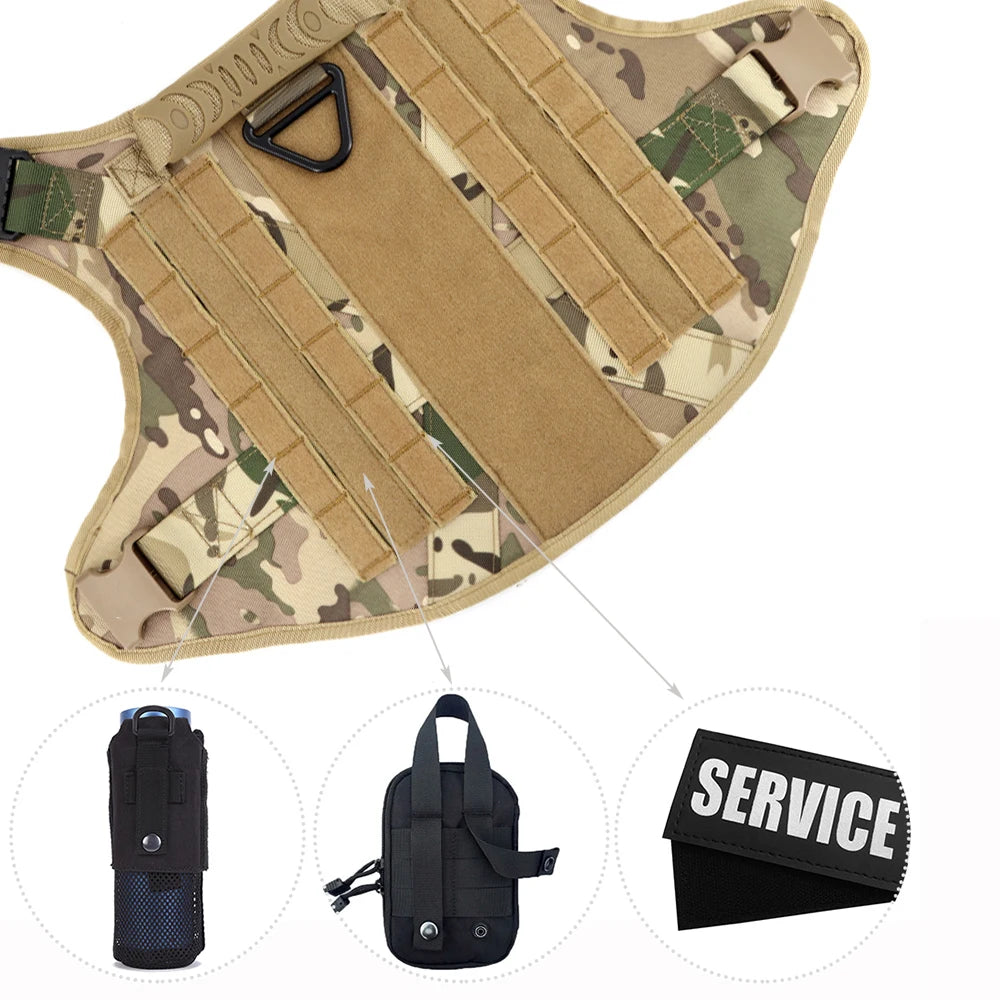 Military Large Pet Dog Harness Collar Leash Bag