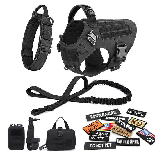 Military Large Pet Dog Harness Collar Leash Bag