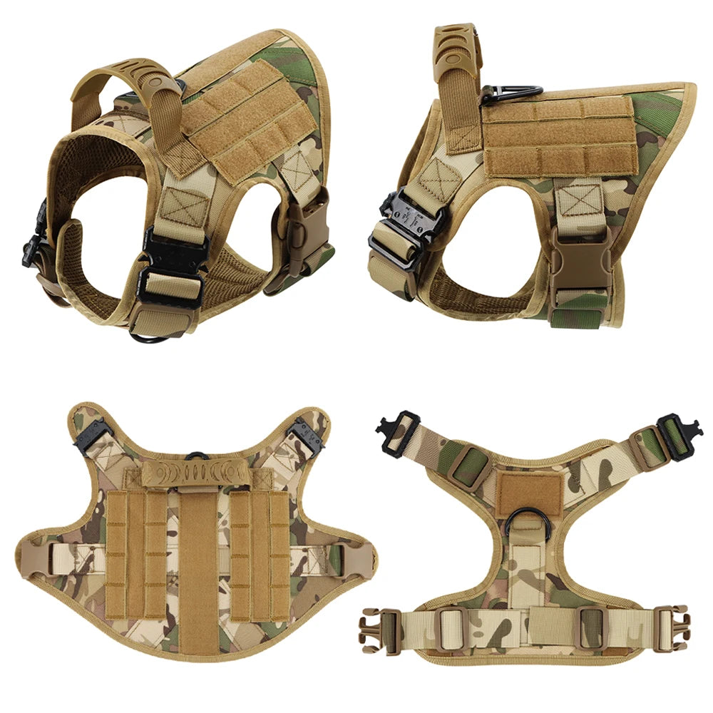 Military Large Pet Dog Harness Collar Leash Bag