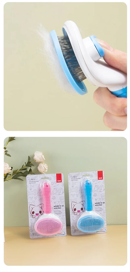 Pet Dog Massage Cute Paw Shape One Touch De-shedding Comb