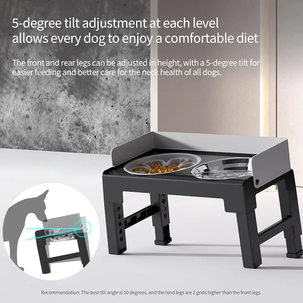 Adjustable Elevated Pet Dog Bowls Slow Feeder